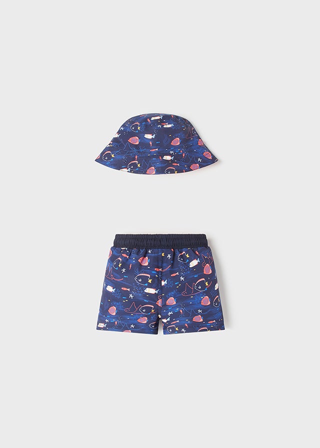 bathing suit and hat set for baby boy - Watermelon Mayoral