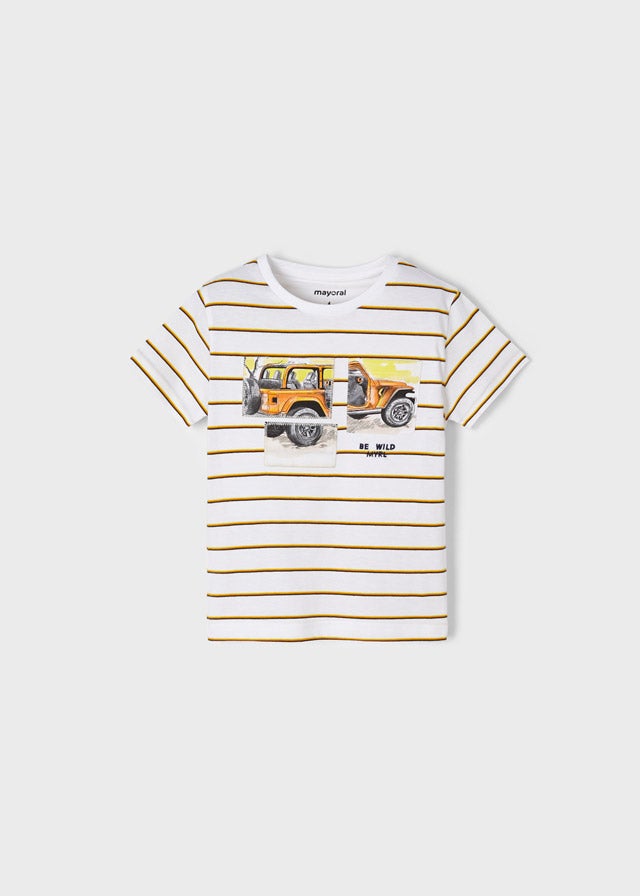 Stripes s/s t-shirt for boy - Orange Mayoral