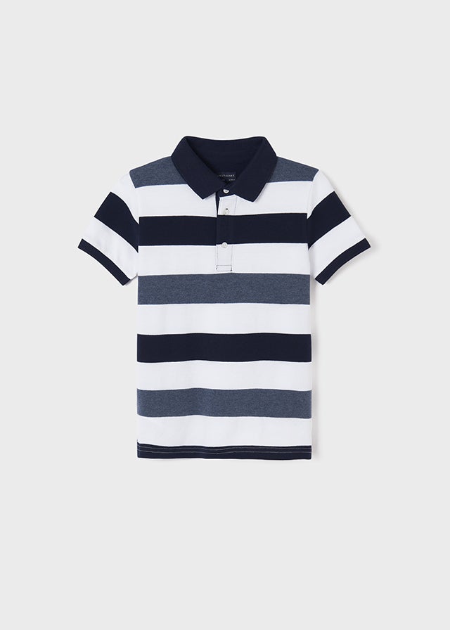 Stripes s/s polo for teen boy - Navy Mayoral