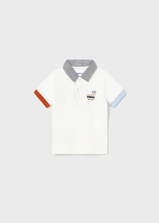 Mayoral S/s polo for baby boy - Cream Mayoral
