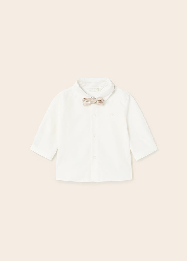 Mayoral L/s shirt and bowtie for newborn boy - Natural Mayoral