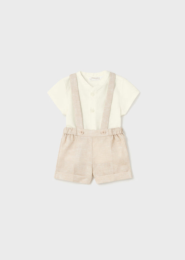 Mayoral Shorts with suspenders set for newborn boy - Linen Mayoral