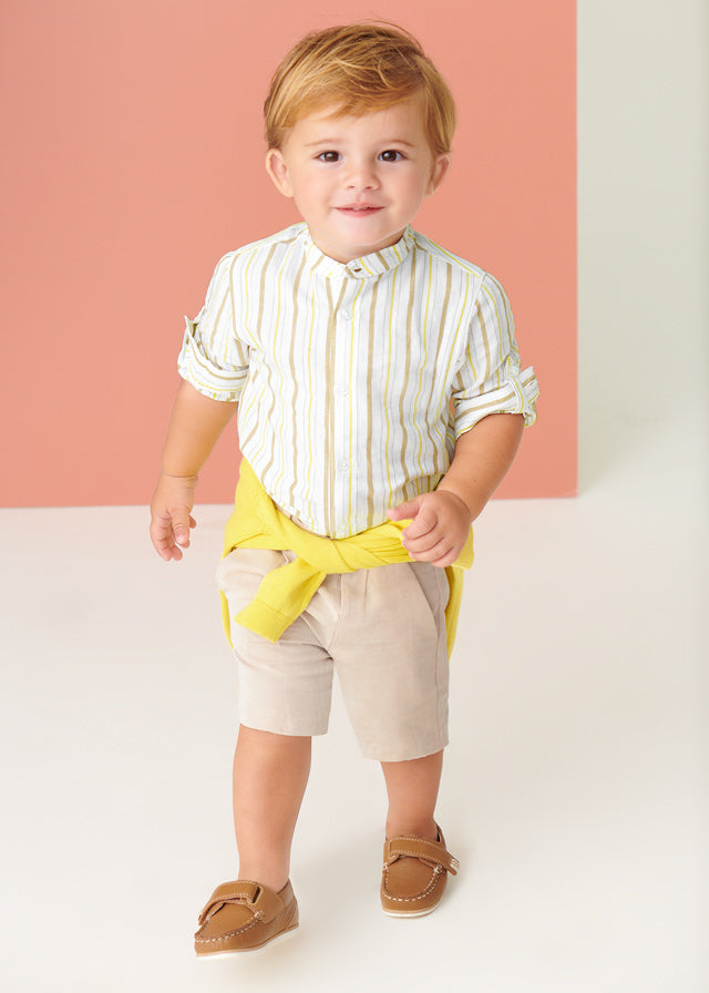 Mayoral Linen dressy shorts for baby boy - Beige Mayoral