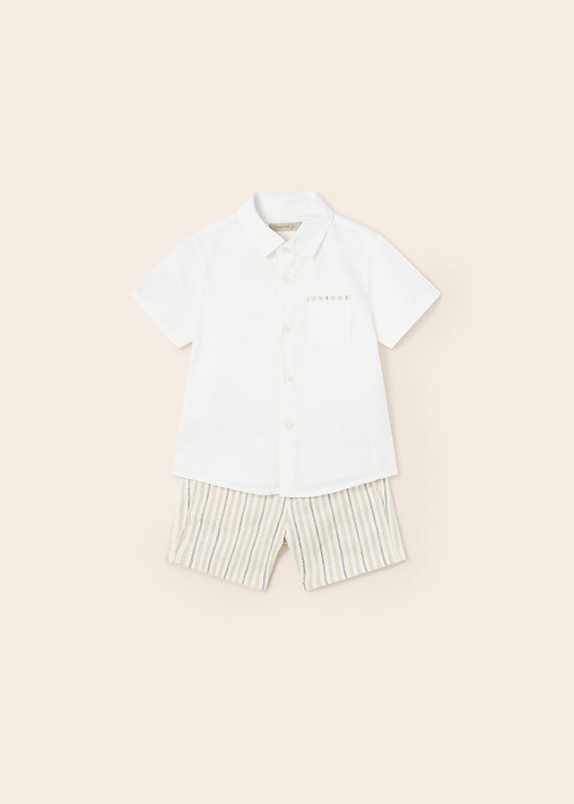 Mayoral dressy linen short set for baby boy - Oat Mayoral