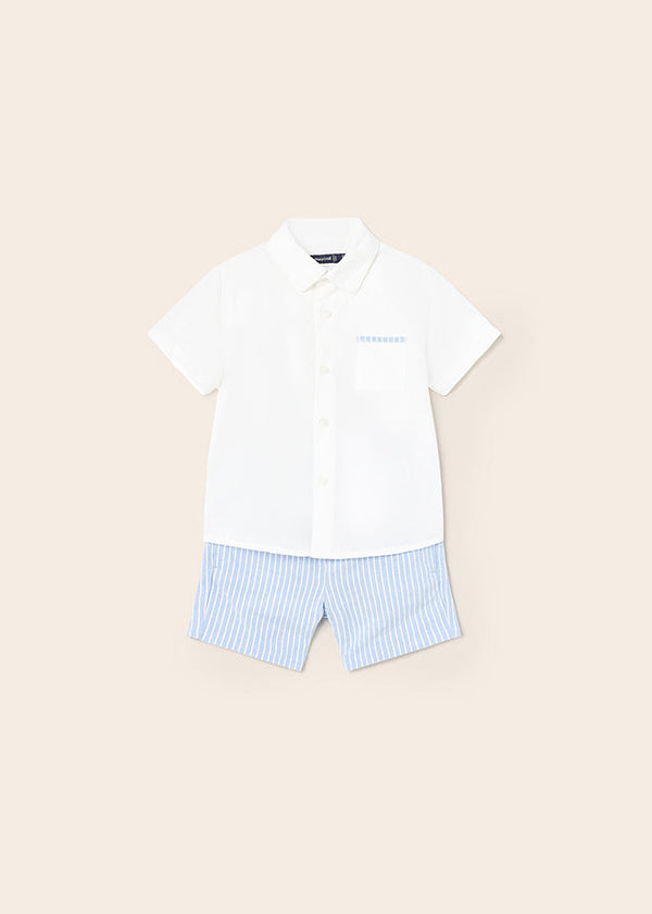 Mayoral dressy linen short set for baby boy - Lightblue Mayoral