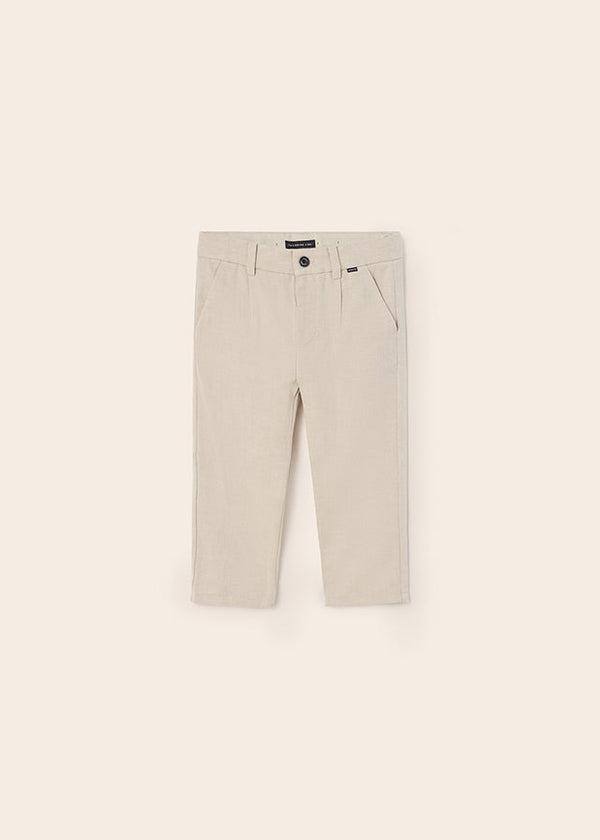 Mayoral Dressy linen pants for baby boy - Beige Mayoral