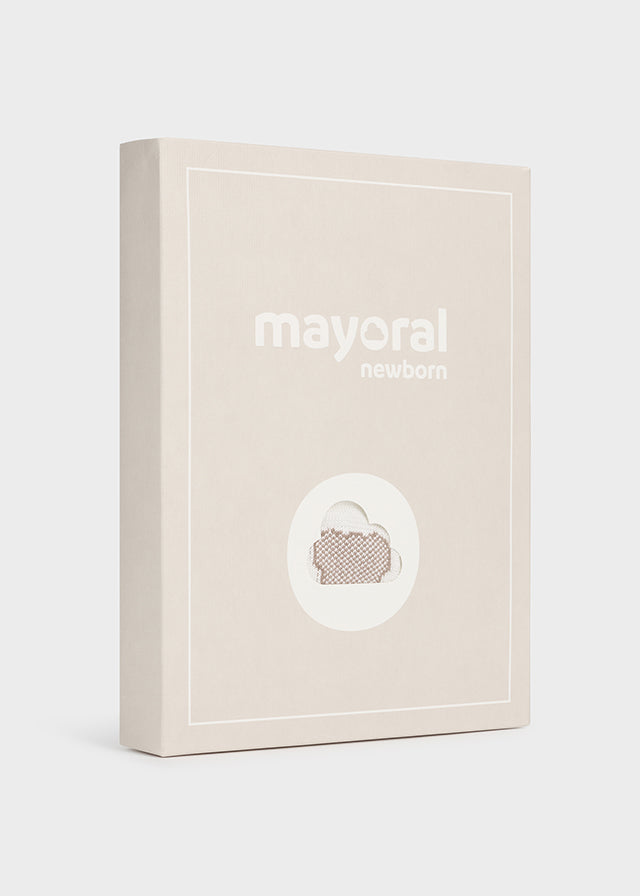 Mayoral Knit dungarees set for newborn girl - Natural Mayoral