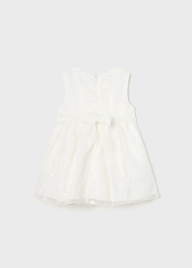 Mayoral Organdy embroidered dress for baby girl - White Mayoral