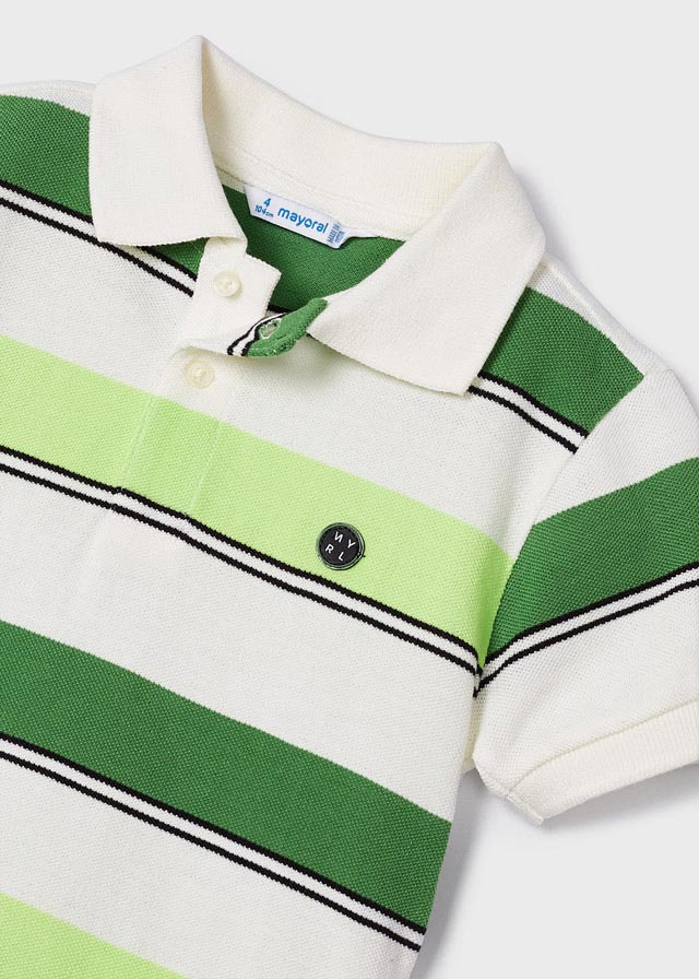 Mayoral Stripes s/s polo for boy - Green Mayoral