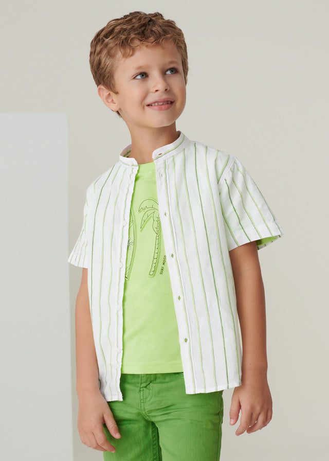 Mayoral Stripes s/s shirt for boy - Green Mayoral