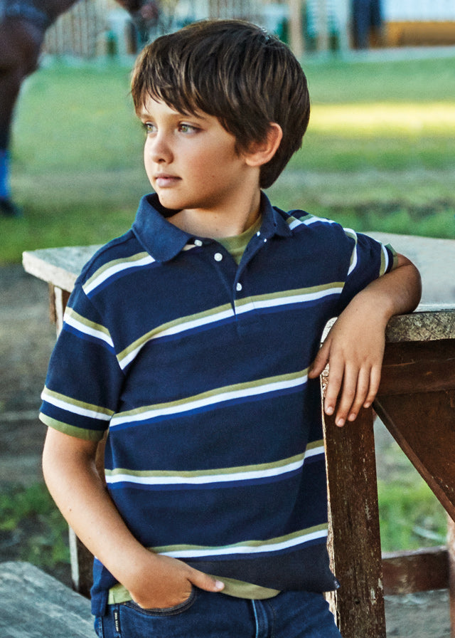 Mayoral Printed s/s polo for teen boy - Navy Mayoral