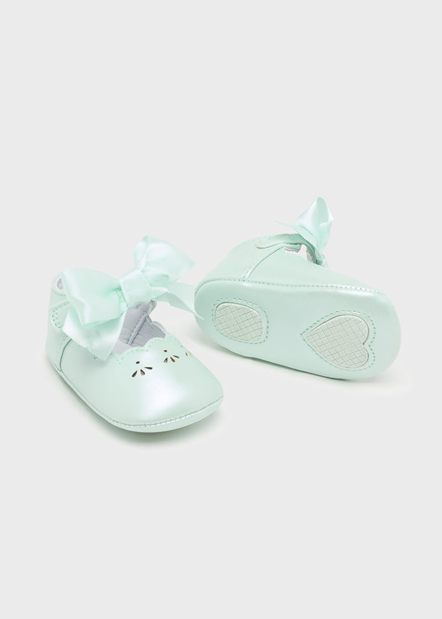 Mayoral Bow buckle shoes for newborn girl - Aqua Mayoral