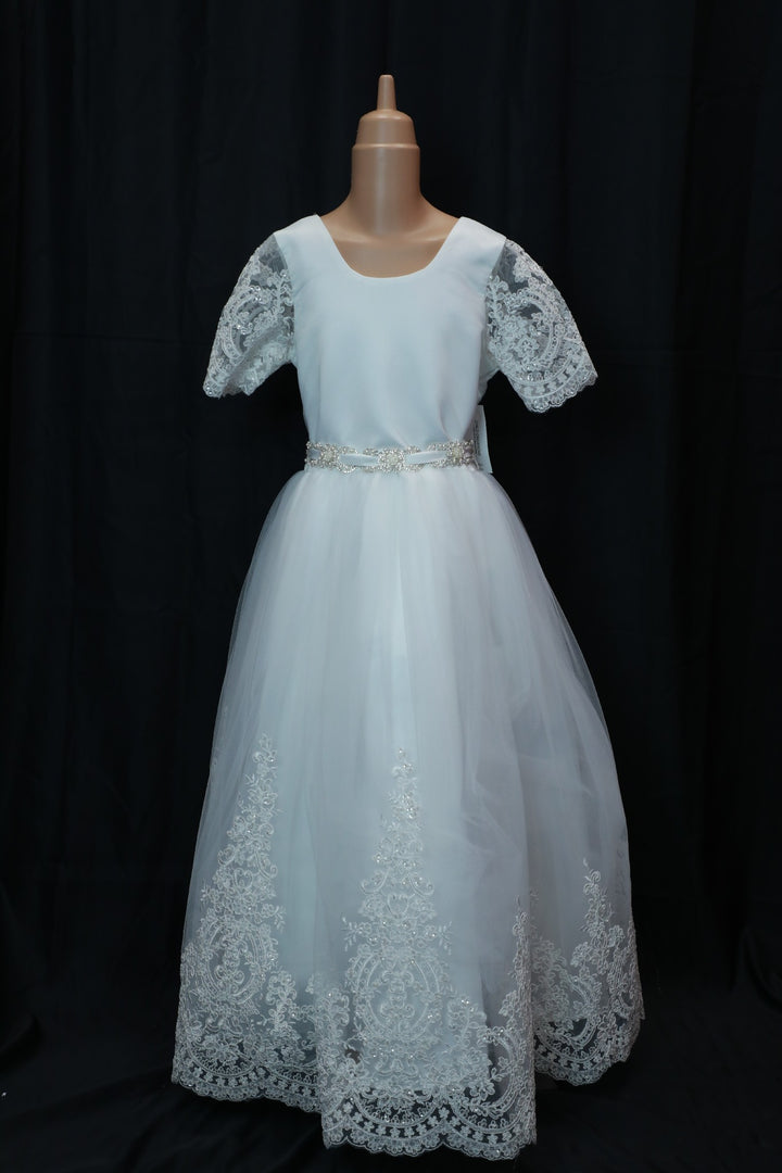First communion Dress with Lace Sleeves - 4015 Kids Chic