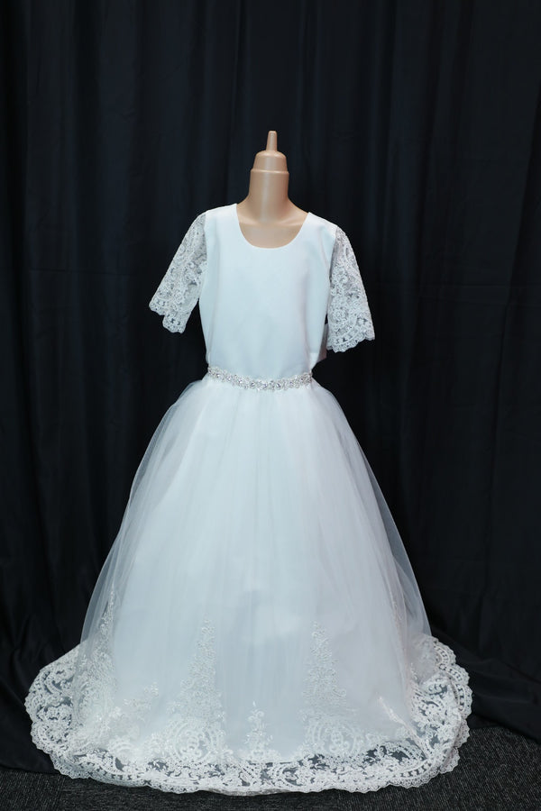 First communion Dress with  Lace Sleeves (2) - 4015 Kids Chic