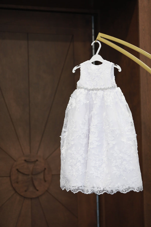 Baby Girls Formal White Christening Baptism Dress (2) – White Kids Chic