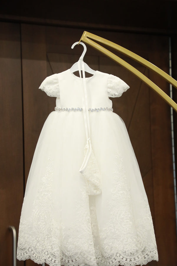 Baby Girls Formal White Christening Baptism Dress (4) – White Kids Chic