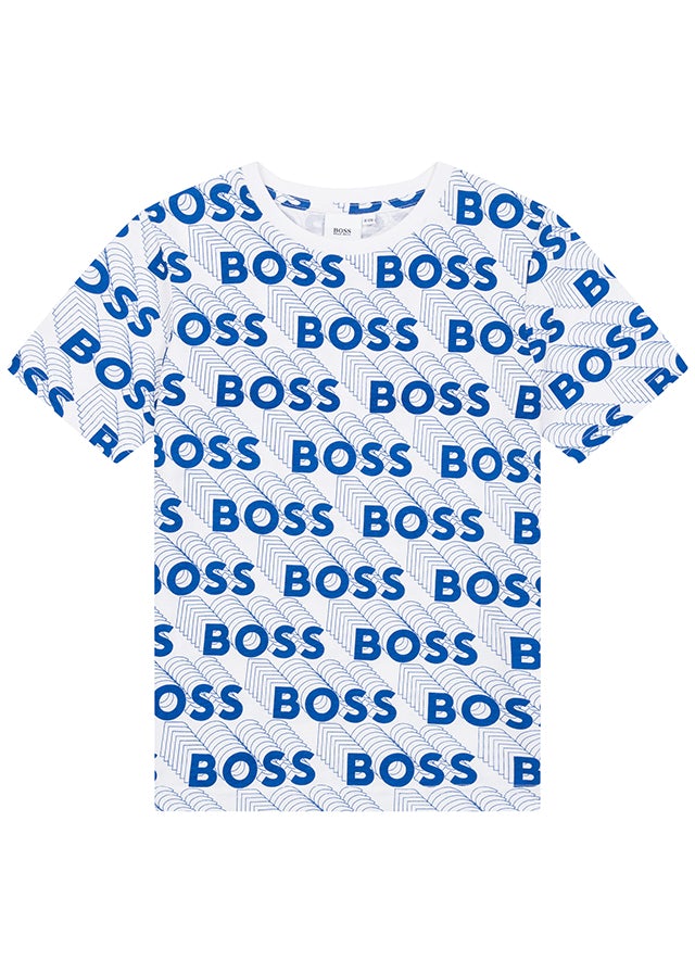 Allover Logo Tshirt - White BOSS
