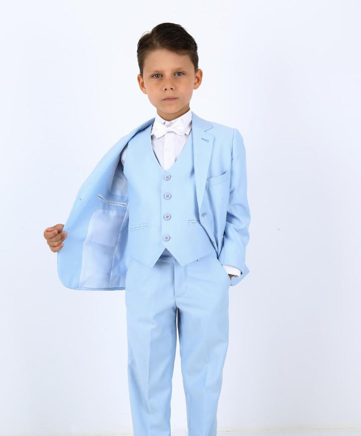 Suit for Boys: 5 Pieces Set Light Blue Kids Chic