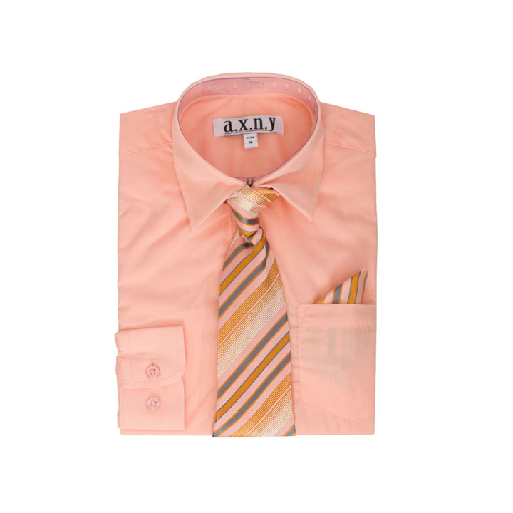 Boys Dress Shirt with Matching Tie and Hanky in Pink Kids Chic