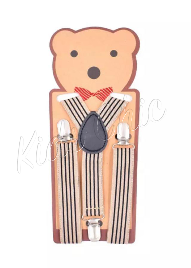 Striped Suspender kids - Beige/Black Kids Chic