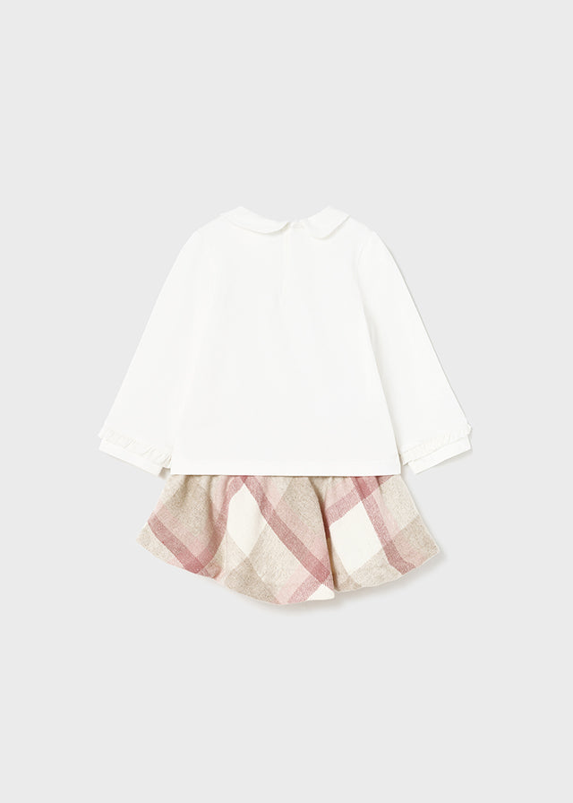 Plaid skirt set for baby girl - Blush Mayoral